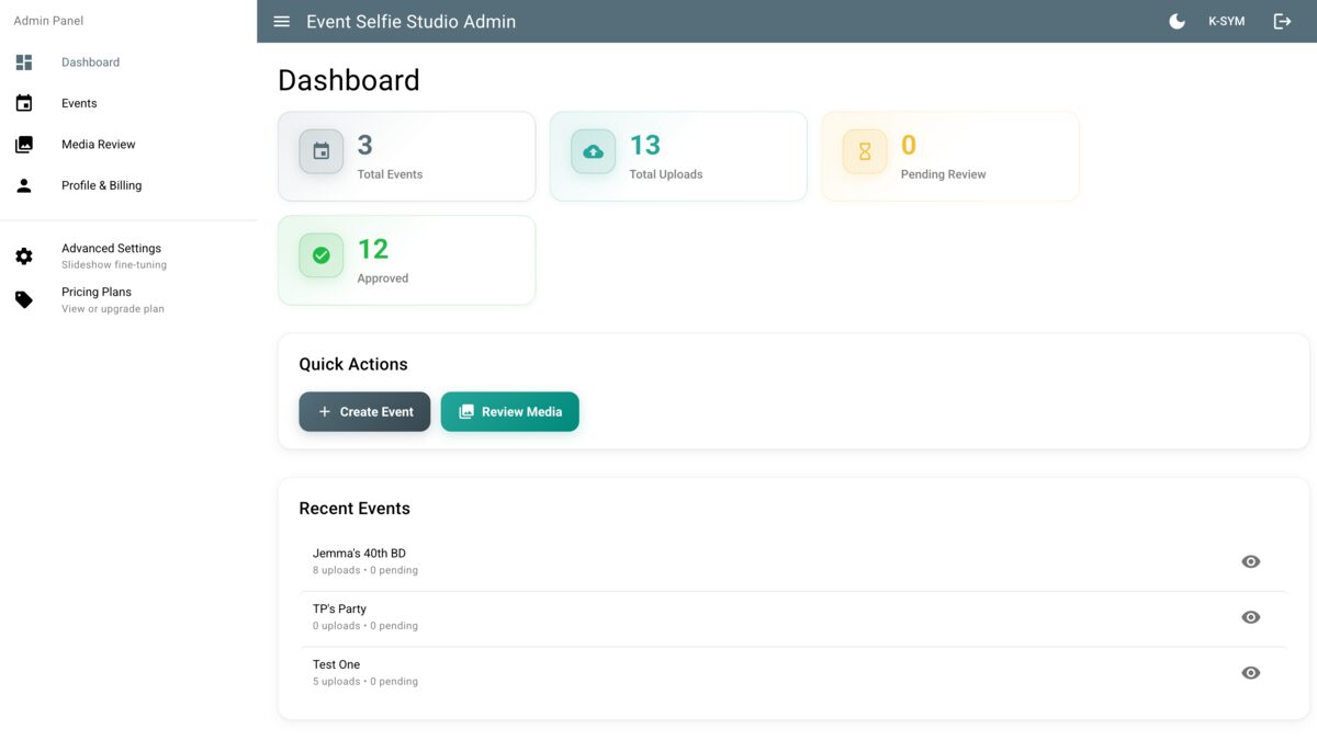 Dashboard screenshot
